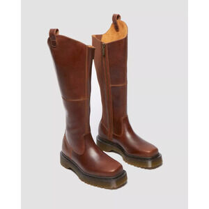 NEW DR. MARTENS Aamayah Knee High Leather Boot Butterscotch Women's Size 9